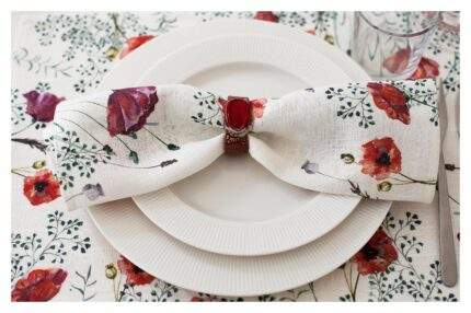 Cloth napkins, Linen napkins set, Poppies, linen, wedding gift, wedding napkins, party napkins, custom napkins, PR0914