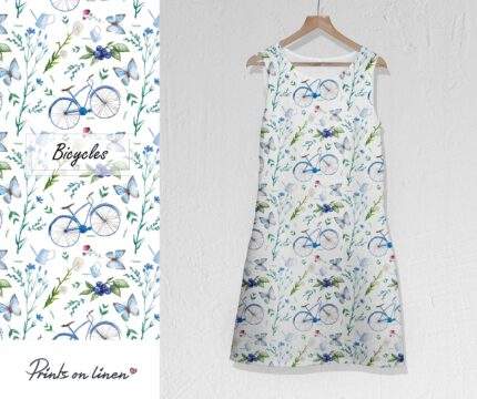 Linen dress, butterflies, sleeveless dress, beach dress, deep pockets, summer dress, beach dress, PR1227