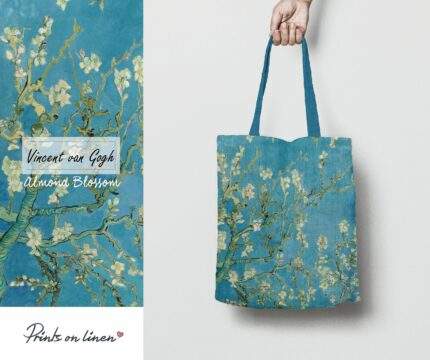 Tote bag, Almond Blossom, Van Gogh, tote bag, linen bag, tote bag canvas, vintage bag, linen tote, 100% linen, PR0194