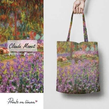 Tote bag, Claude Monet, Garden at Giverny, linen bag, art print, PR0760