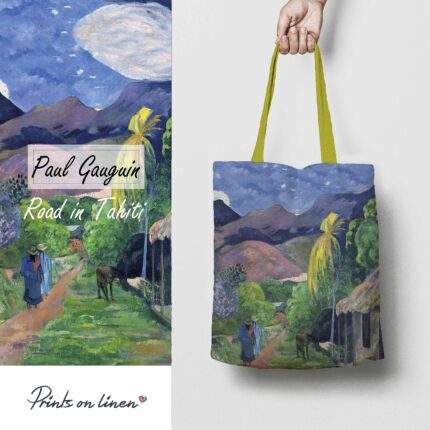 Tote bag, Paul Gauguin, Road in Tahiti, 1891, linen bag, shoulder bag, tote bag canvas, PR0577