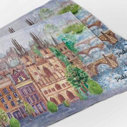 Prague, placemats set, Prague print, Czech republic, Prague art, Three designs, Prague gift, Prague decor, PR1113