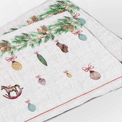 Placemats set, Christmas ornaments, Christmas stocking, gift box, Holiday decorations, PR0459