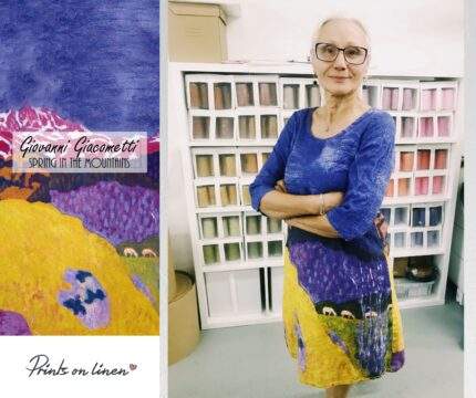 Linen dress, Giovanni Giacometti, 3/4 sleeves, 100% linen, hand made dress, PR0848