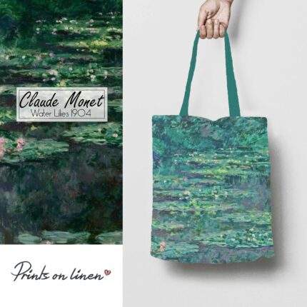 Claude Monet, tote bag, linen bag, water lilies, art print, birthday gift, PR0823