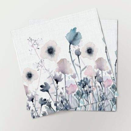 Napkins set, linen napkins, napkins, poppies, poppies print, Cocktail napkins, Cloth napkin, PR0801