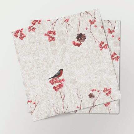 Napkins set, Guelder rose, Cranberry, Holiday decor, Christmas gift, Holiday table decor, 100% linen, PR0929