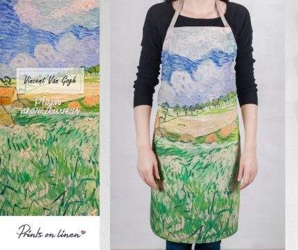 Van Gogh, apron, linen, Plan Auvers, personalized apron, kitchen apron, apron with pocket, linen apron, aprons, retro apron, chef apron, PR0167