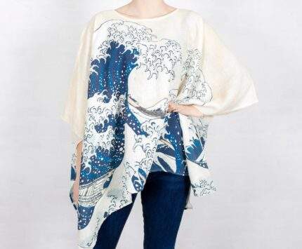 Hokusai, linen shirt, wabi sabi clothes, One size shirt, 100% linen, lounge wear, loose fit top, PR0448