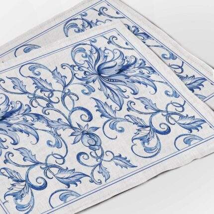 Placemats set, Blue willow print, Chinese Porcelain Art, 100% linen, fabric placemats, farmhouse placemats, PR0385
