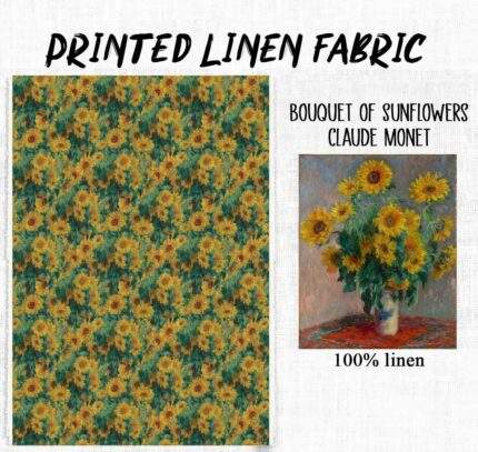 Claude Monet, Linen fabric, Fabric by yard, fabric by meters, 100% linen, fabric wholesale, PR0888