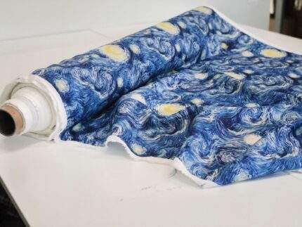 Van Gogh Starry Night printed on Linen fabric, Fabric by yard, fabric by meters, 100% linen, PR0778