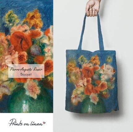 Tote bag canvas, Bouquet, Pierre - Auguste Renoir, tote pattern, bag flowers, vintage tote, linen tote, boho tote, PR1252