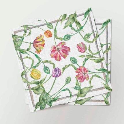 Napkins set, Carrot Tulips, Easter Napkins, Matching napkins set, Tulips, 100% linen, Easter decor, PR1006