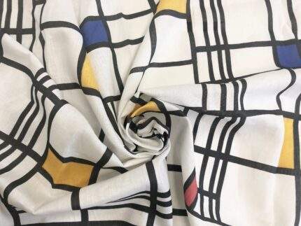 Piet Mondrian fabric, Linen fabric, Fabric by yard, Fabric by meters, 100% linen, PR0895