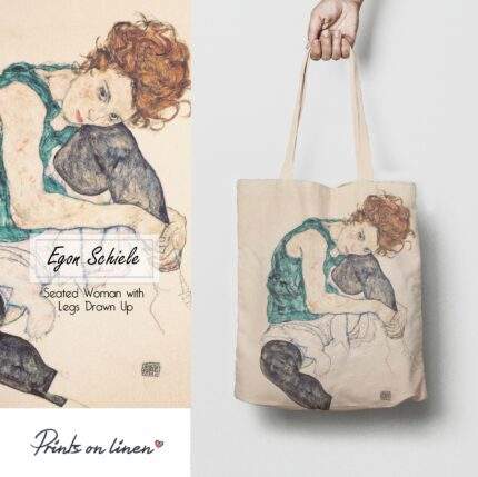 Tote bag canvas, Egon Schiele, linen tote, vintage tote, Egon Schiele artwork, hand made in Lithuania, PR0864