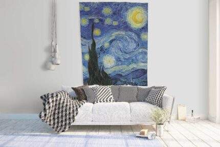 Van Gogh, Starry Night, wall hanging, wall art print, wall tapestry, 100% linen, wall decor, PR0928