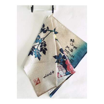 Kitchen towel, Oedo Mokuhana, Woodblock, linen towel,  100% linen, gift idea, PR0395