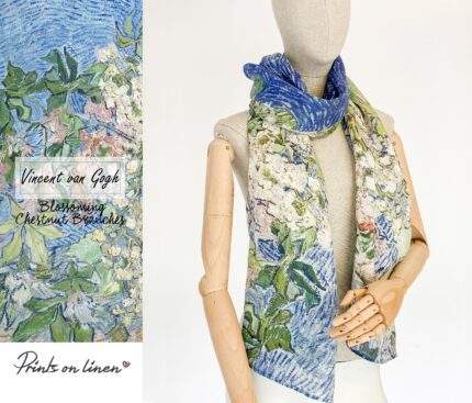 Scarf, Van Gogh, Linen scarf, blanket scarf, linen shawl, vintage scarf, gift for her, boho scarf, PR1067