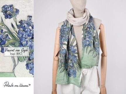 Linen women scarf, Vincent van Gogh, Irises 1890, linen scarf, PR0815
