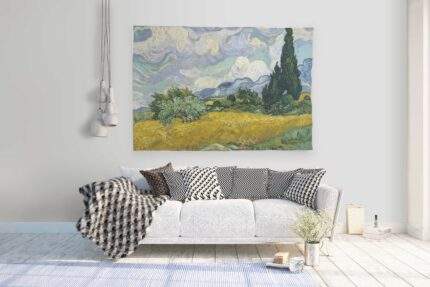 Vincent van Gogh, Wheat Field with Cypresses, wall tapestry, custom size wall decor, studio decor, Van Gogh print, 100% linen, PR0174