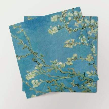 Linen napkins set, Almond Blossom, Vincent van Gogh, linen fabric napkins set of 6, PR0988