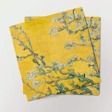 Linen napkins, Almond Blossom, Yellow Edition, Vincent van Gogh, 100% linen, napkins pattern, hand made napkins by Linenislove, PR0393