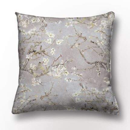 Van Gogh, Cushion cover, Silver Gray, Almond Blossom, 18x18, linen pillow, cushion, 100% linen, decorative pillows, PR1166