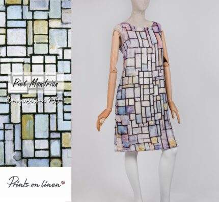 Women dress, Piet Mondrian, tunic dress, maxi dress, loose dress, boho dress, hand made dress, sleeveless dress, PR0427