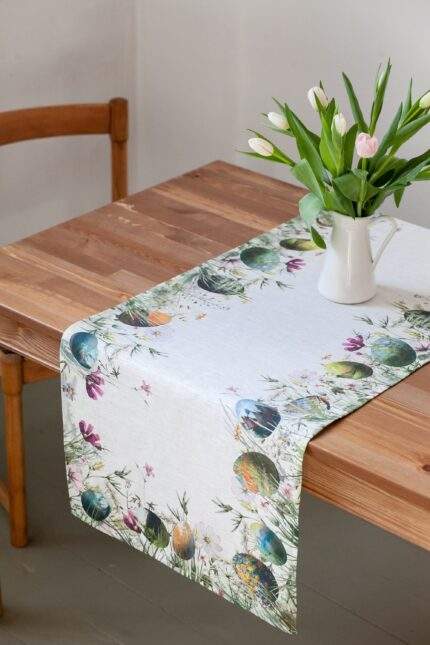 Easter decor, Claude Monet, Easter table runner, Easter eggs, Easter decorations, Linen table runner, PR1193