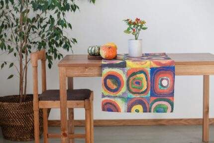 Table runner, Wassily Kandinsky, Color Study: Squares with Concentric Circles, Abstract art, PR0356