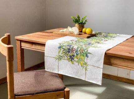Table runner, olives, housewarming gift, summer table runner, housewarming, farmhouse runner, PR0773