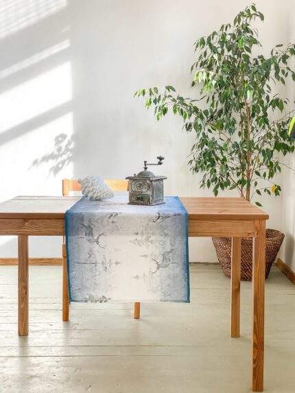 Christmas table runner, Table runner, Deer in the Mist, Christmas decorations, 100% linen, Christmas gift, linens, Holiday table decor,  PR0206