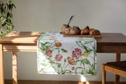 Easter table runner, Table runner, Parrot Tulips, Easter Decor, Easter gift, linen table runner, PR0851