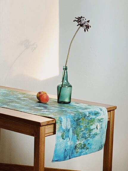 Linen table runner, Claude Monet, Water Lilies, table linens, table decor, 100% linen, PR0570