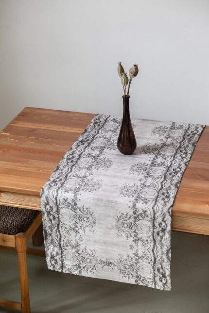 Table runner, wabi sabi, home decor, linen, housewarming gift, vintage art, grey table runner,  wabi sabi decor, PR1199