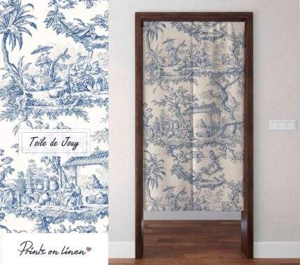 Noren, Toile de Jouy, door curtains, linen curtains, Noren curtains, 100% linen, PR1284
