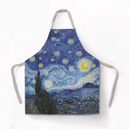Kitchen apron, Van Gogh, Starry Night, linen apron, hand made apron, chefs apron, cooking apron, PR0368