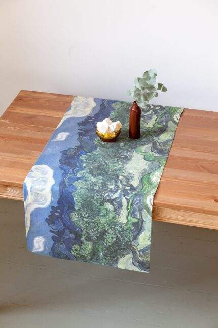 Table runner, Van Gogh Olive Trees, linen table runner, 100% linen, custom size table runner, PR0746