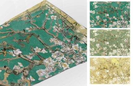 Placemats set of 6, Almond Blossom, 3 different colors, Vincent van Gogh, linen placemats, Europe, wholesale placemats, PR1160