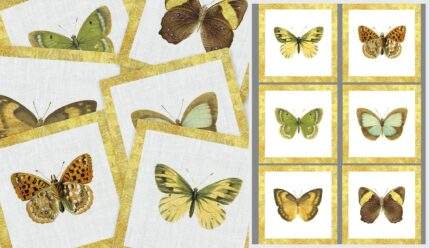 Napkins set, Butterflies, Six different napkins, linen napkins, vintage napkins, fabric napkins, 100% linen, matching napkins set, PR0308