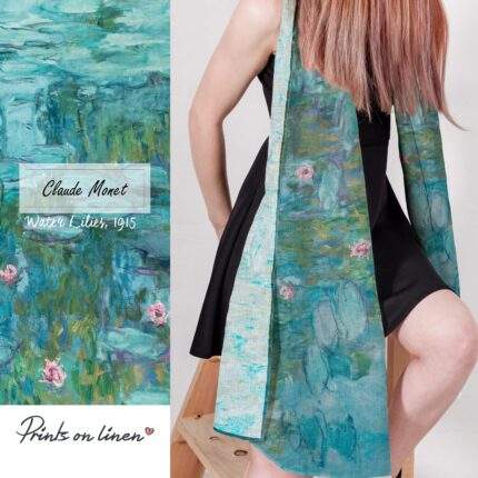 Scarf, Linen scarf, Claude Monet, linen women scarf, 100% linen, PR0893