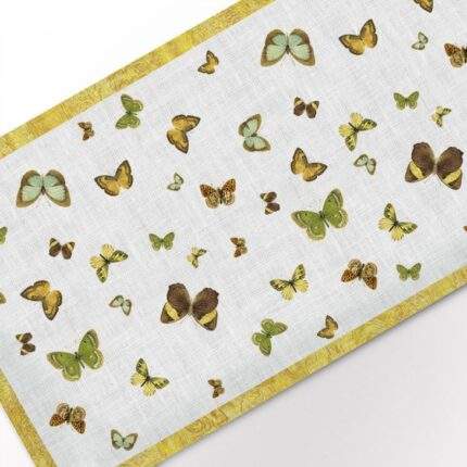 Linen table runner, Butterflies, table runner, 100% linen, butterfly,  PR0834