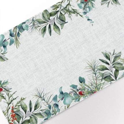 Table runner, Eucalyptus Wreath,  100% linen, linen table runner, PR0938