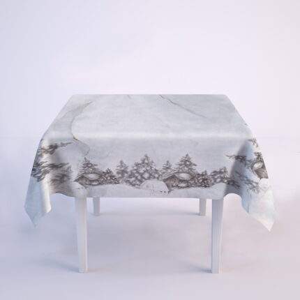 Christmas tablecloth, Christmas Eve, linen tablecloth, Christmas trees, gift idea, holiday table decor, 100% linen fabric, PR0272