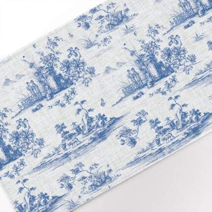 Table runner, Toile de Jouy, Blue toile, toile table runner, Chinoiserie, linen table runner, PR0685