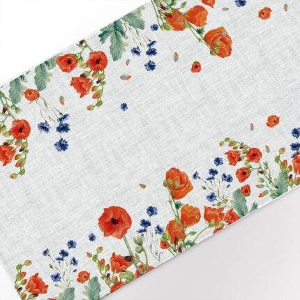 Table runner, Poppies and Cornflowers, linen table top, Summer table runner, housewarming gift, 100% linen, custom length table runner, PR0039
