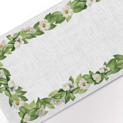 Table runner, Vintage flowers pattern, flowers print, housewarming, 100% linen, PR0979