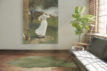 Wall tapestry, Winslow Homer, The Dinner Horn, Blowing the Horn at Seaside (1870), fabric tapestry, PR1142