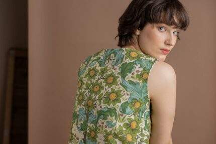 Linen top, William Morris, Orchard, women blouse, linen shirt, tank top, 100% linen, blouse, PR0406